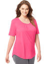 Just My Size Womens Shirred Scoop-Neck Jersey Tee