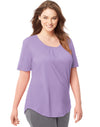 Just My Size Womens Shirred Scoop-Neck Jersey Tee