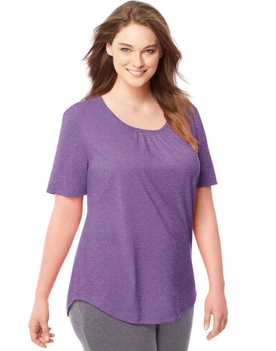 Just My Size Womens Shirred Scoop-Neck Jersey Tee