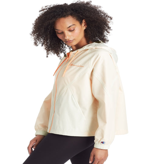 Champion Womens Lightweight Stadium Windbreaker, L, Chalk White