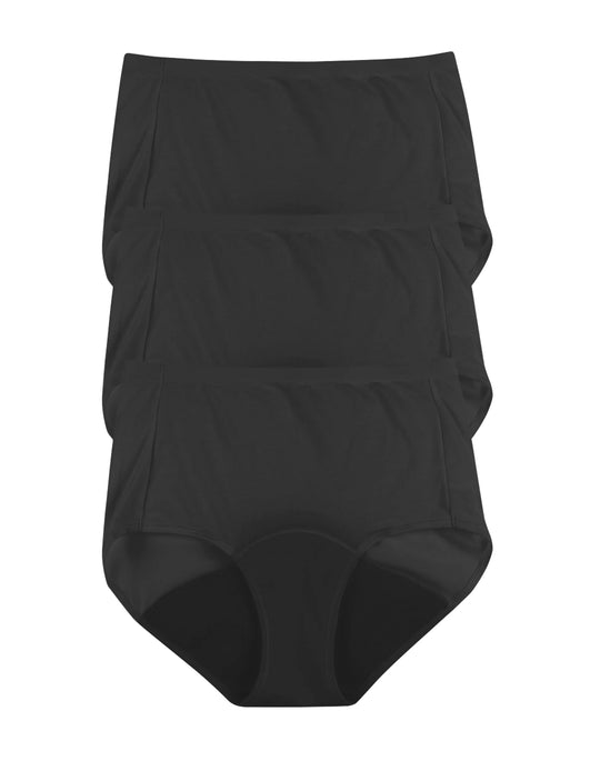 Hanes Women’s Fresh & Dry Light Period Underwear Brief Black 3-Pack