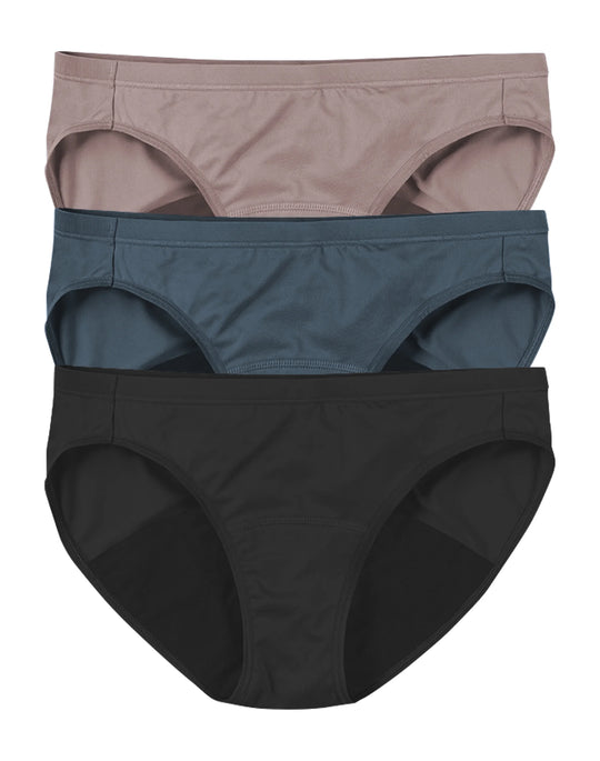 Hanes Women’s Fresh & Dry Light Period Underwear Bikini 3-Pack