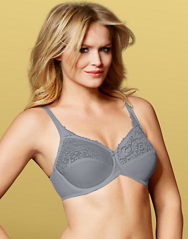Lilyette Women`s Tailored Minimizer Bra with Lace Trim