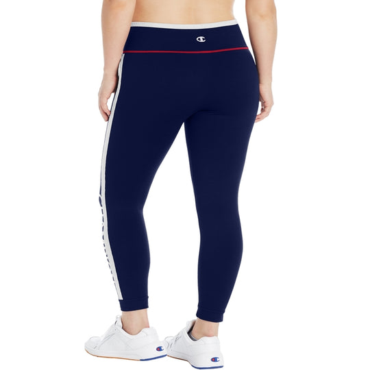 Champion Womens Infinity Sport Tights, L, Athletic Navy/White/Scarlet