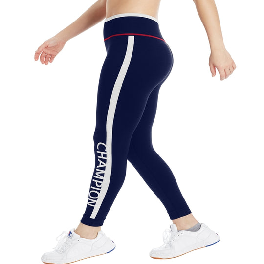 Champion Womens Infinity Sport Tights, L, Athletic Navy/White/Scarlet