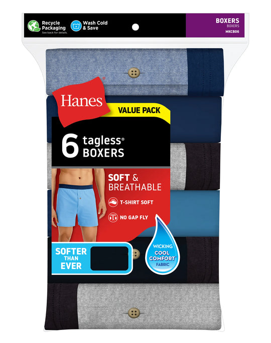 Hanes Mens ComfortSoft Knit Boxers 6-Pack