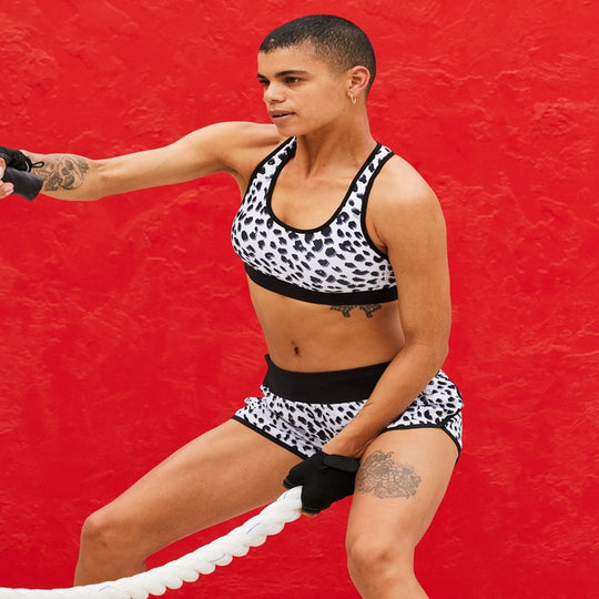 Champion Womens Print Sport Shorts, XL, Offset Leopard White