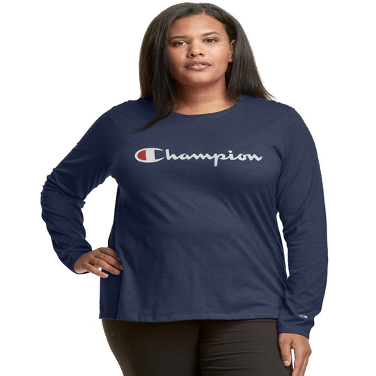 Champion Womens Plus Graphic Long-Sleeve Tee, 4X, White