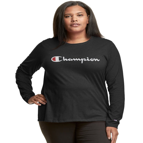 Champion Womens Plus Graphic Long-Sleeve Tee, 4X, White