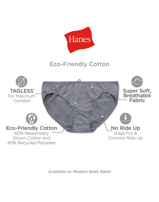 Hanes Womens Eco-Friendly Cotton Low Rise Bikini 3-Pack