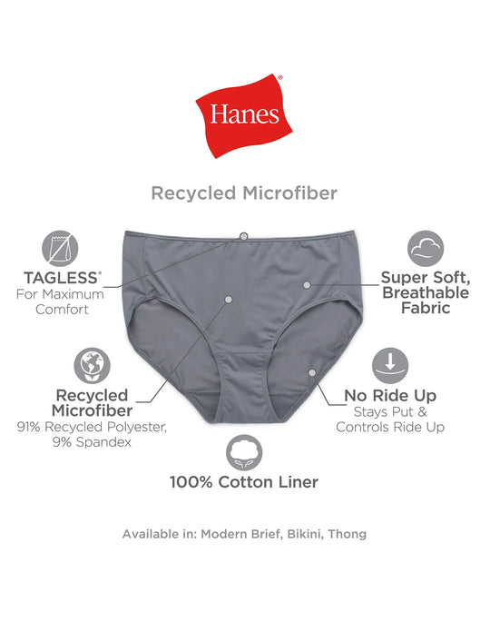 Hanes Womens Recycled Microfiber Modern Low Rise Brief 3-Pack