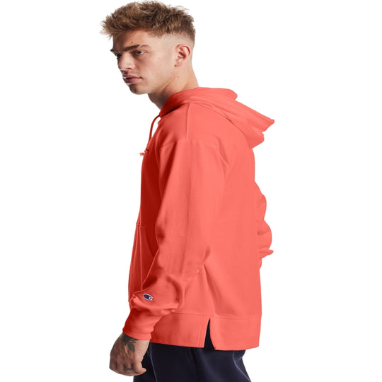 Champion Life Mens Midweight Jersey Hoodie, L, Citrus Pink