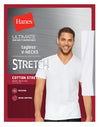 Hanes Mens Ultimate Stretch White V-Neck Undershirt 2X 3-Pack