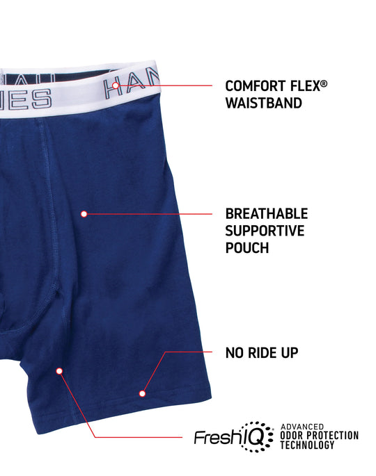 Hanes Mens Ultimate Comfort Flex Fit Cotton/Modal Boxer Briefs Assorted 3-Pack