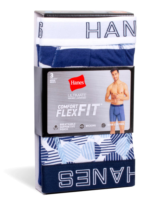 Hanes Mens Ultimate Comfort Flex Fit Cotton/Modal Boxer Briefs Assorted 3-Pack