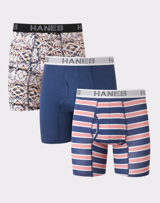 Hanes Mens Ultimate Comfort Flex Fit Cotton/Modal Boxer Briefs Assorted 3-Pack