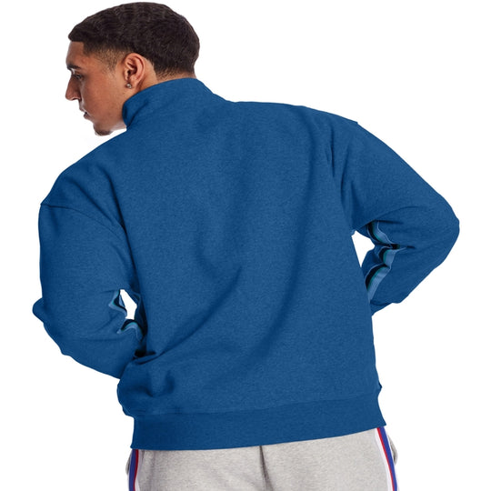 Champion Mens Powerblend Fleece Jacket With Taping, L, Black