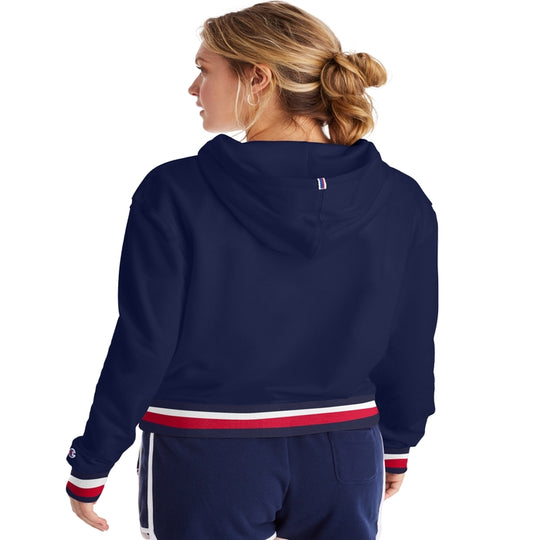 Champion Womens Campus French Terry Hoodie, L, Athletic Navy