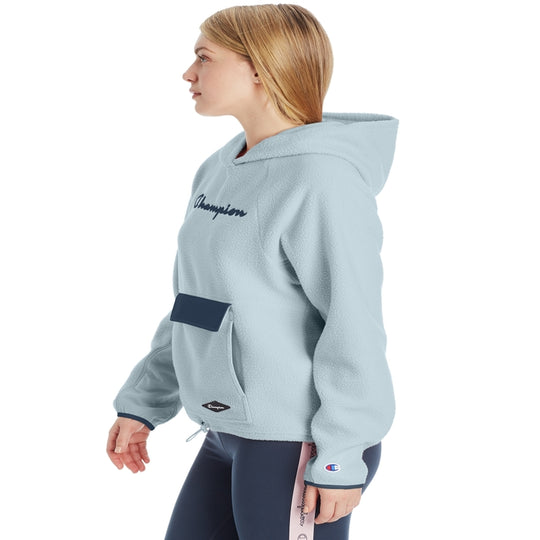 Champion Womens Sherpa Hoodie, L, Chalk White