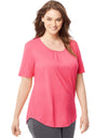 Just My Size Womens Shirred Scoop-Neck Jersey Tee