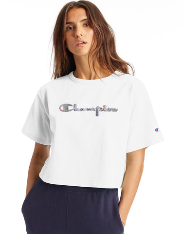 Champion Life Womens Heritage Crop Tee, M, White