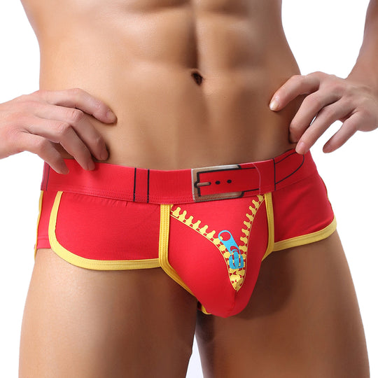 Laamei Cotton Mens Underwear Boxers Solid Underwear Male Boxer Breathable Transparent Underwear Mens Pouch Zipper Underpants