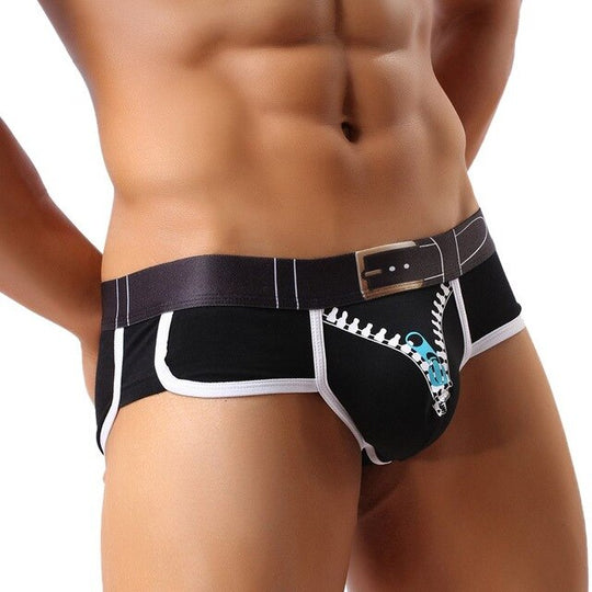 Laamei Cotton Mens Underwear Boxers Solid Underwear Male Boxer Breathable Transparent Underwear Mens Pouch Zipper Underpants