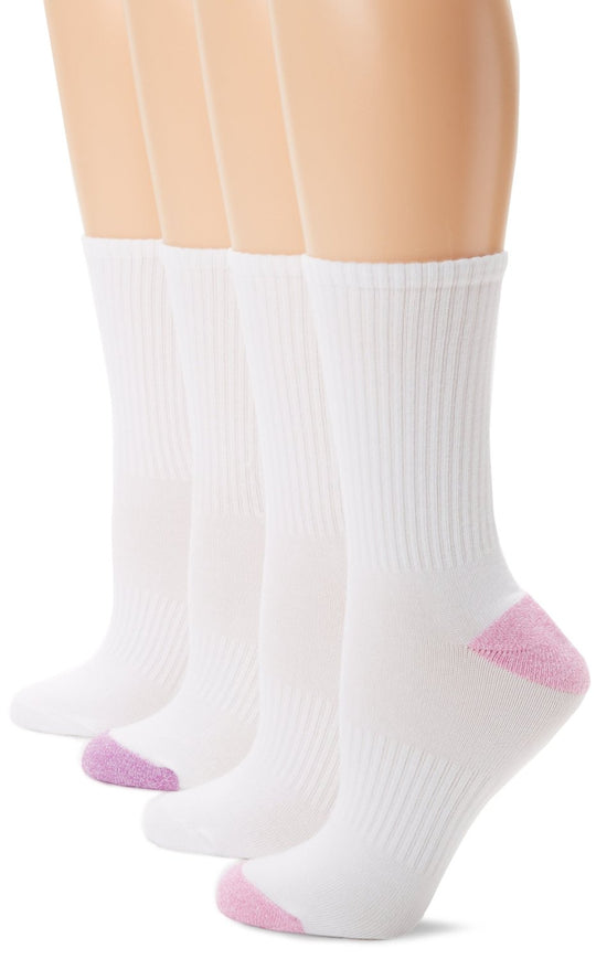 Hanes Women's 4 Pack Fit Comfort Collection Crew Sock