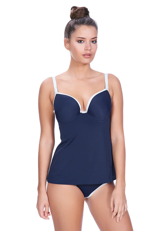 Freya Womens In The Navy Deco Underwire Moulded Tankini Top