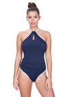 Freya Womens In The Navy Underwire High Neck Swimsuit