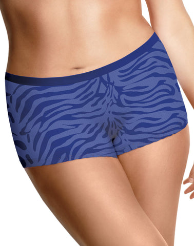 Just My Size Womens Seamless Zebra Pattern w/ Lace Boyshort 2 Pair, Assorted Fashion