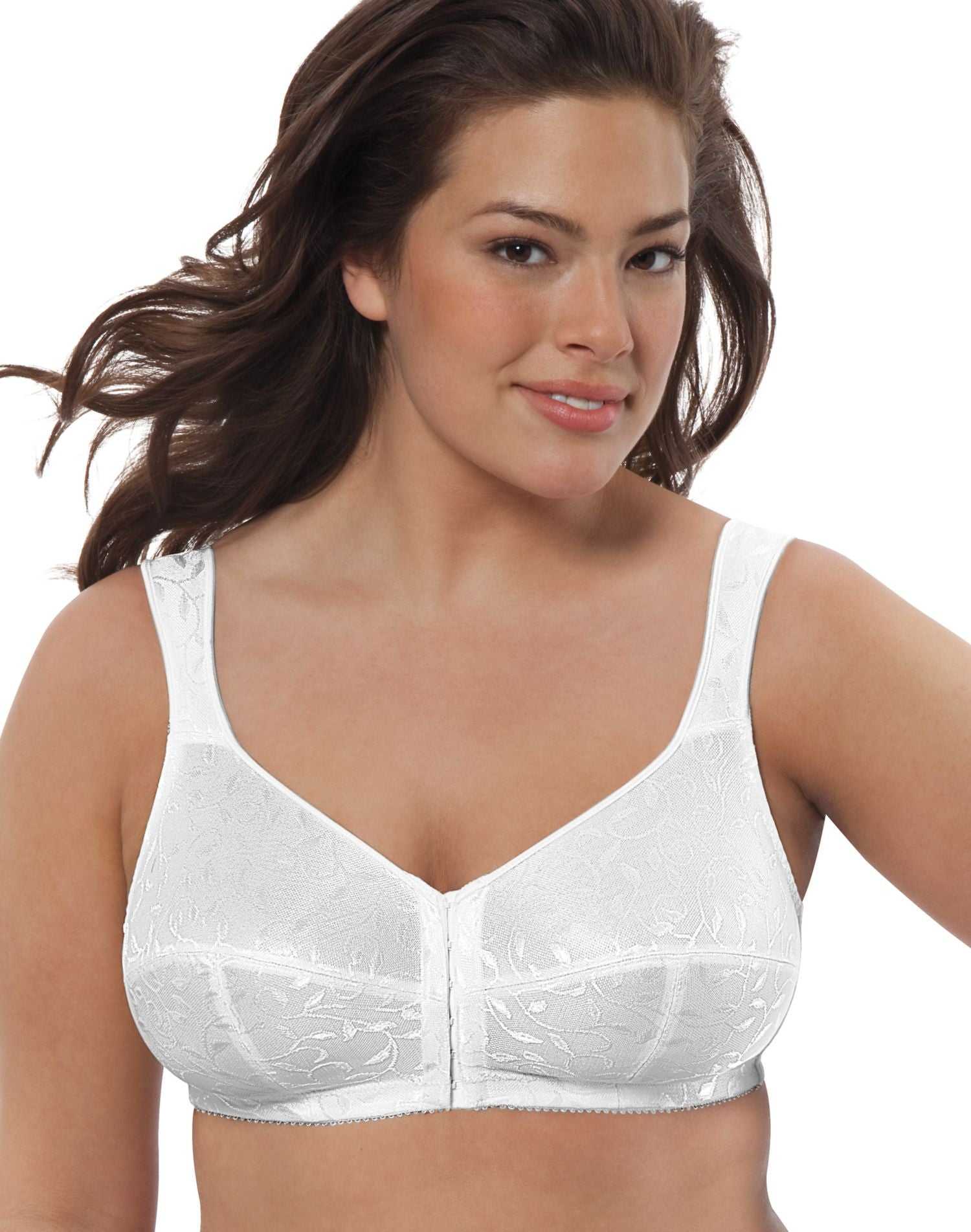 Just My Size Women's White Front Close Wire-Free Bra, Style 1107 Sz 42C