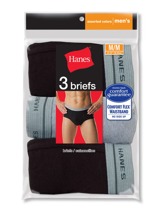 Hanes Men's TAGLESS No Ride Up Fashion Briefs with ComfortFlex Waistband 3-Pack