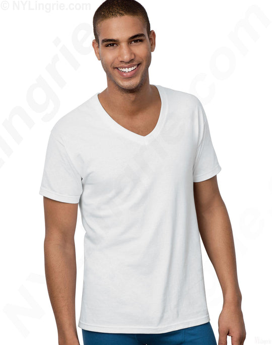 Hanes Classics Men's Traditional Fit ComfortSoft TAGLESS V-Neck Undershirt 5-Pack