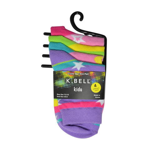 K. Bell Girl`s Mix It Up Dots & Stars 2-Pack Crew Sock