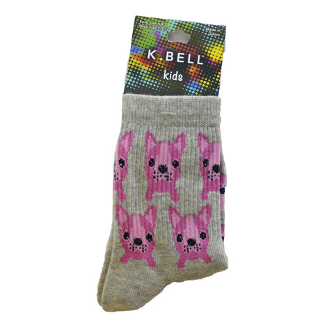 K. Bell Girls`s Bulldog Pup Crew Socks