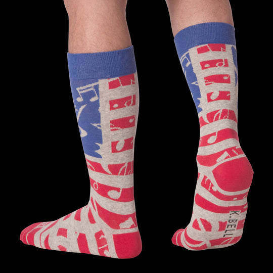 K. Bell Mens USA Music Crew Socks