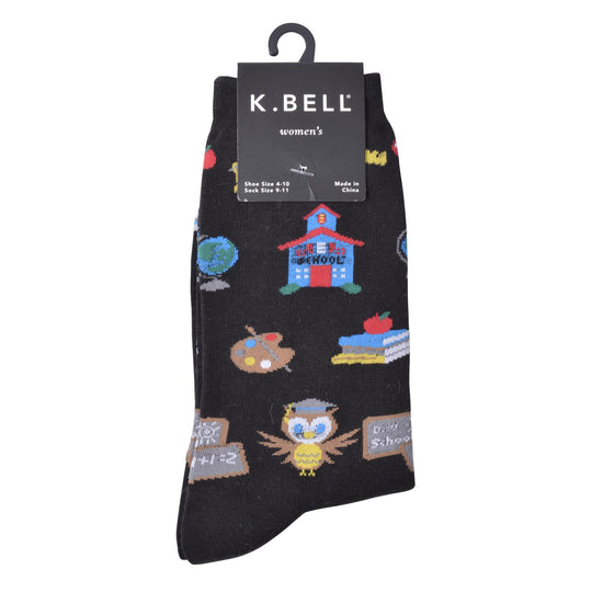 K. Bell Womens Cotton Blend Novelty Crew Socks
