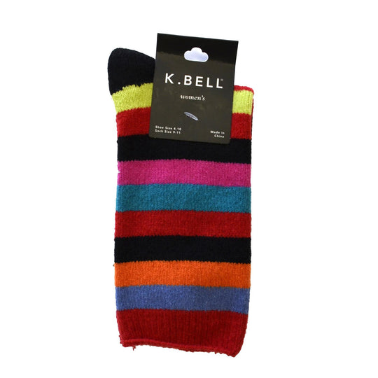 K. Bell Womens Soft & Dreamy Bright Stripes Crew Socks