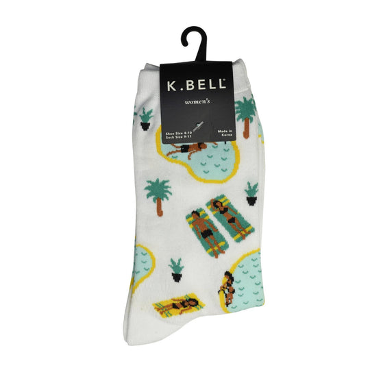 K. Bell Womens Cotton Blend Novelty Crew Socks