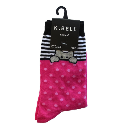 K. Bell Womens Cotton Blend Crew Socks
