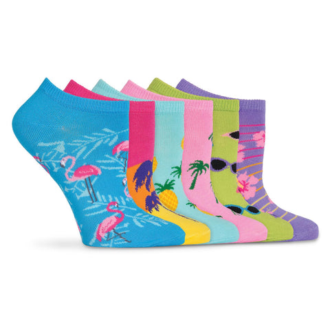 K. Bell Womens Palm Beach 6 Pair Pack No Show Socks