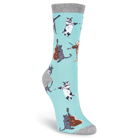 K. Bell Womens Musical Cats Crew Socks