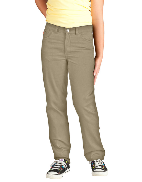 Dickies Girls Skinny Fit Straight Leg 5-Pocket Stretch Twill Pants, 4-6x