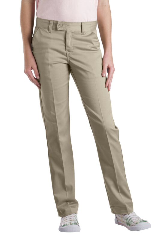Dickies Girls Slim Fit Straight Leg Stretch Twill Pants, 7-20