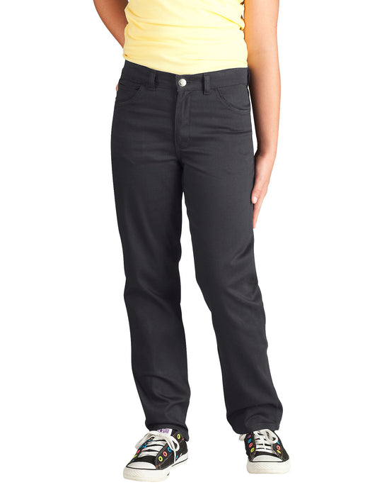Dickies Girls Skinny Fit Straight Leg 5-Pocket Stretch Twill Pants, 7-20