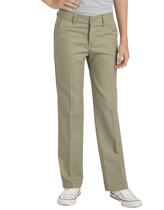 Dickies Girls FlexWaist Slim Fit Straight Leg Flat Front Pants, 7-16