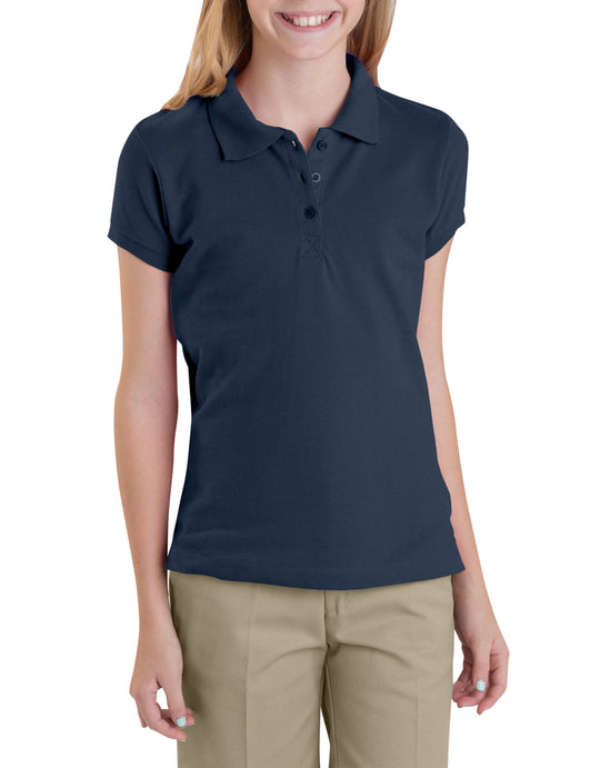 Dickies Girls Short Sleeve Pique Polo Shirt, 7-20