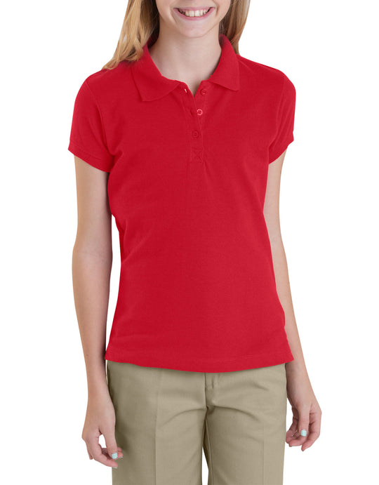 Dickies Girls Short Sleeve Pique Polo Shirt, 7-20