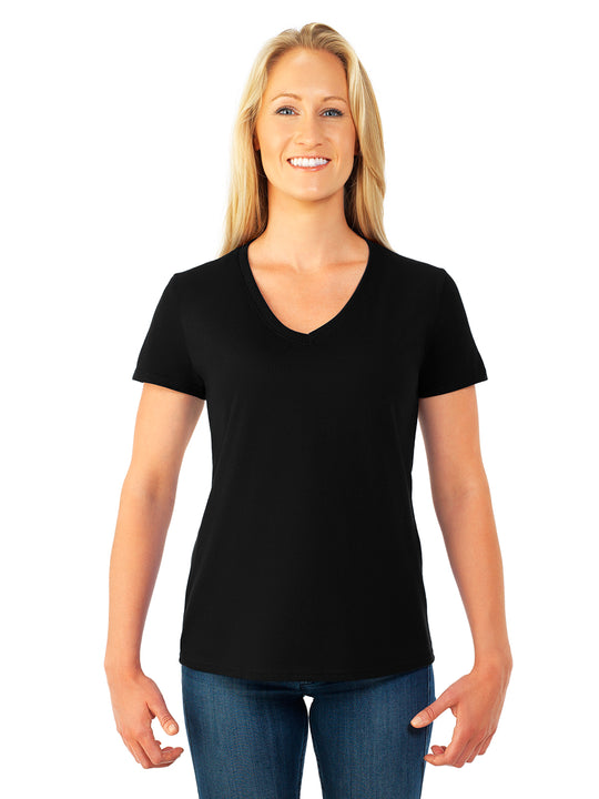 Fruit Of The Loom Womens HD Cotton Short Sleeve V-Neck T-Shirt